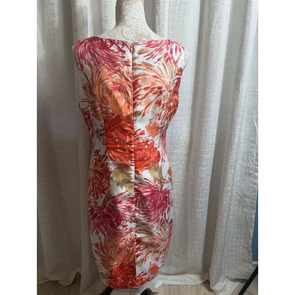 Studio I Coral Floral Sheath Dress Size 10 - Picture 3 of 10